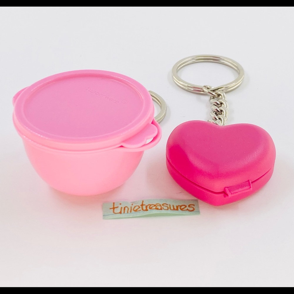 Tupperware keychain set of 2 pink new tinietreasures